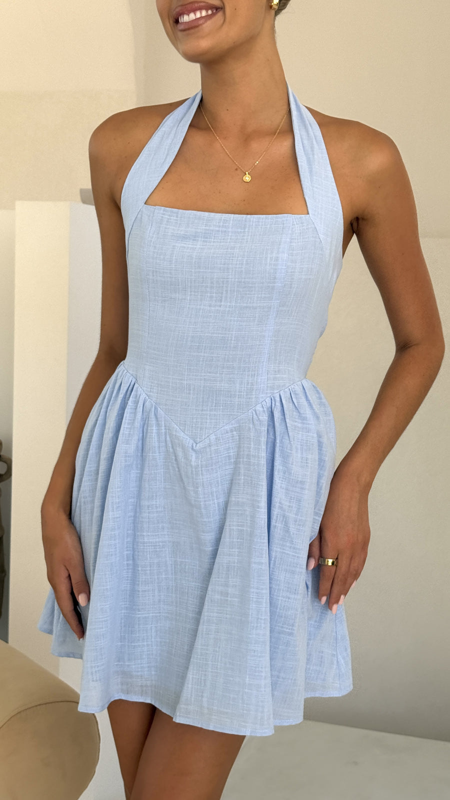 Aix Linen Halter Mini Dress