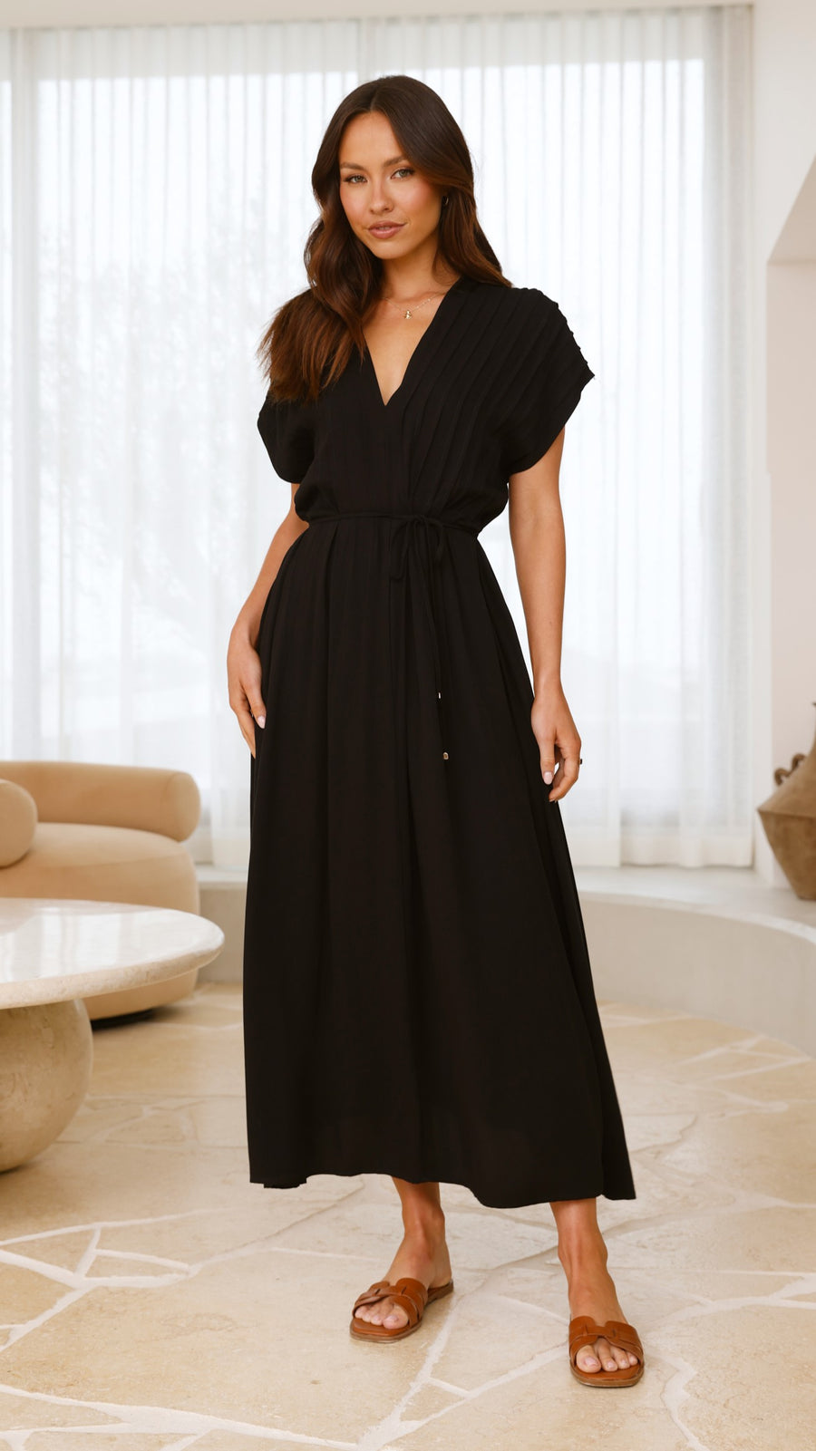Black Maxi Dress with Pintux