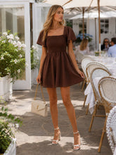 Brown Mini Linen Dress (syncee)-3