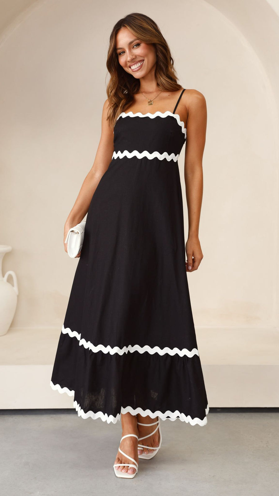 Black Linen Dress with Ric Rac Lace-4