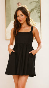 Cortina Linen Babydoll Mini Dress (syncee)-1