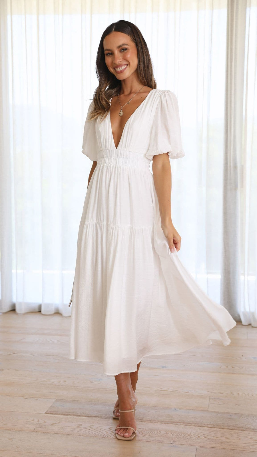 White Linen Maxi Dress-1