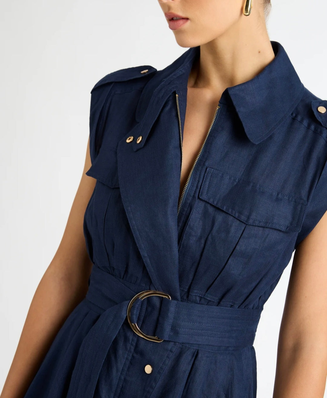 Blue Linen Midi Dress-1