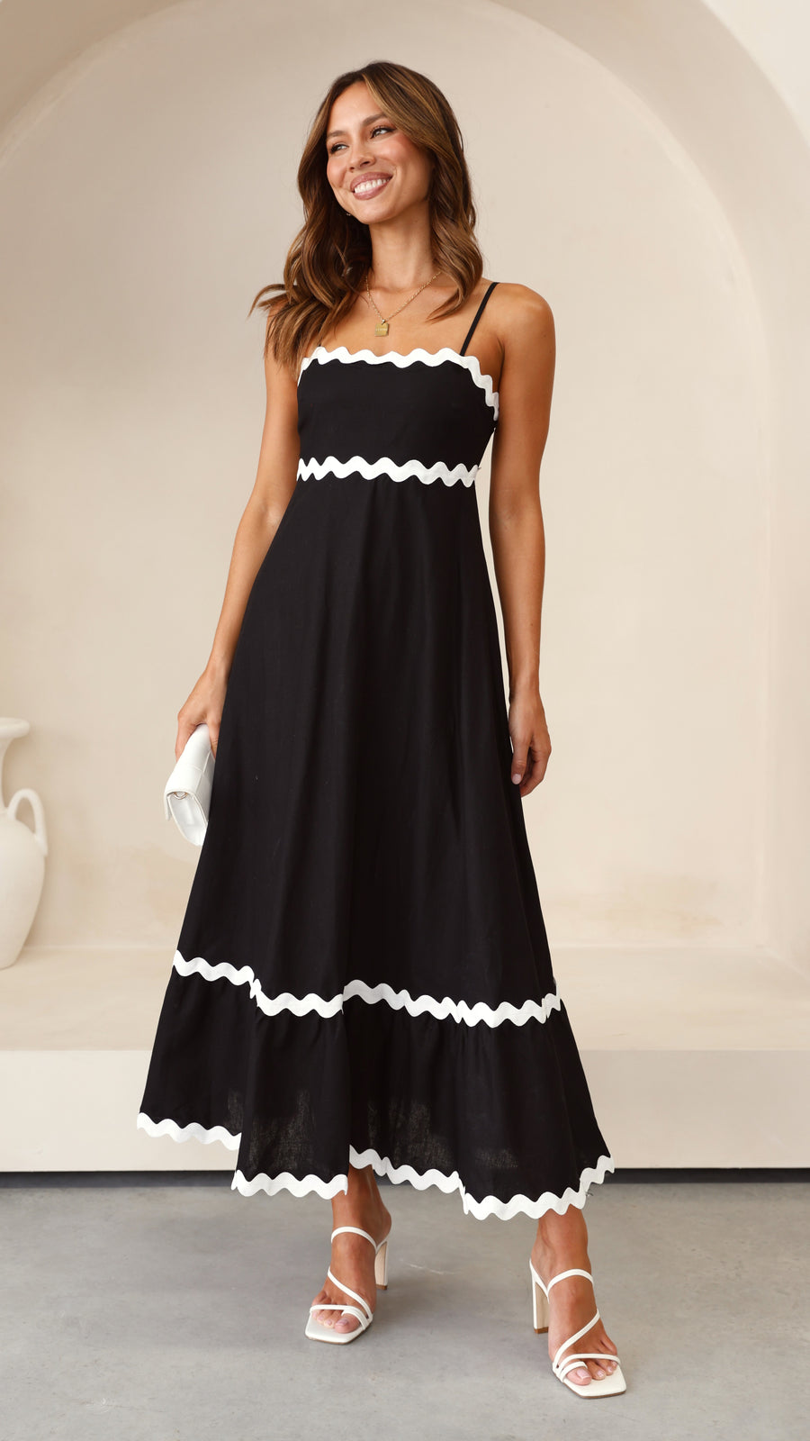 Black Linen Dress with Ric Rac Lace-0