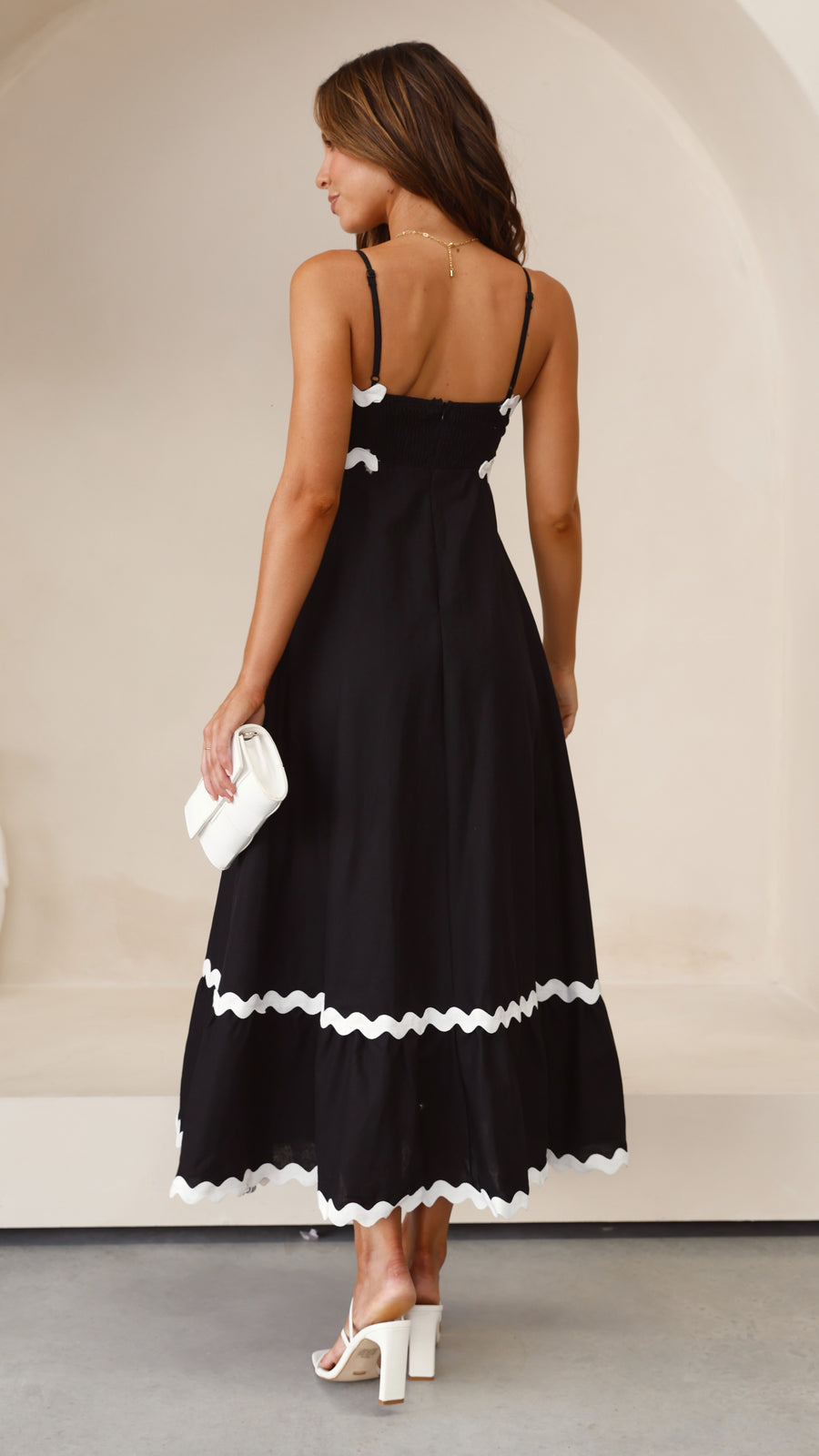 Black Linen Dress with Ric Rac Lace-1
