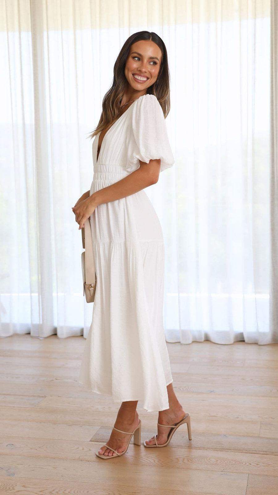 White Linen Maxi Dress-3