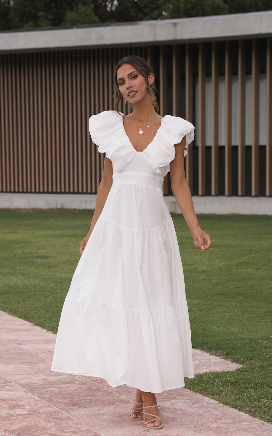 Vestido largo de algodón blanco